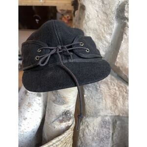 Vintage Dry Ice Crown Cap Wool Ear Flap Hat Made in Canada Black 7 3/8 Winter